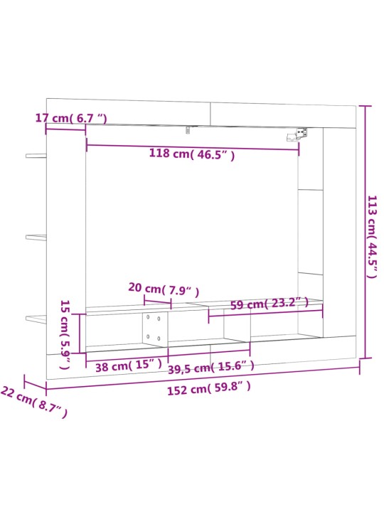 TV skříňka kouřový dub 152 x 22 x 113 cm kompozitní dřevo