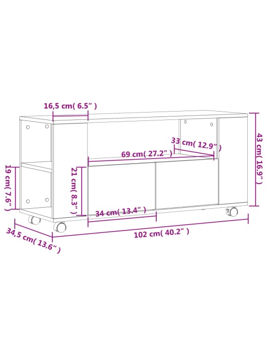 TV skříňka šedá sonoma 102 x 34,5 x 43 cm kompozitní dřevo