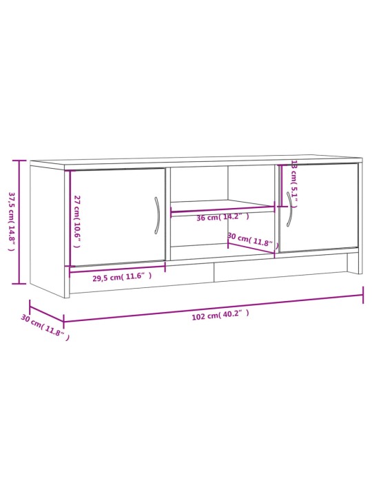 TV skříňka betonově šedá 102x30x37,5 cm kompozitní dřevo
