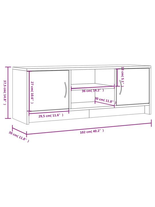 TV skříňka šedá sonoma 102x30x37,5 cm kompozitní dřevo