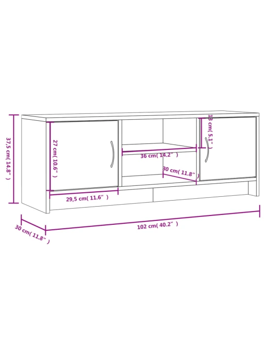 TV skříňka hnědý dub 102x30x37,5 cm kompozitní dřevo
