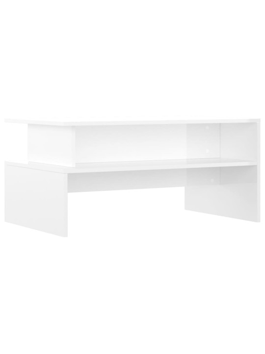 Konferenční stolek lesklý bílý 90x55x42,5 cm kompozitní dřevo