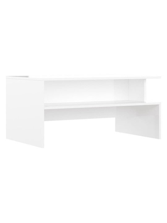 Konferenční stolek lesklý bílý 90x55x42,5 cm kompozitní dřevo
