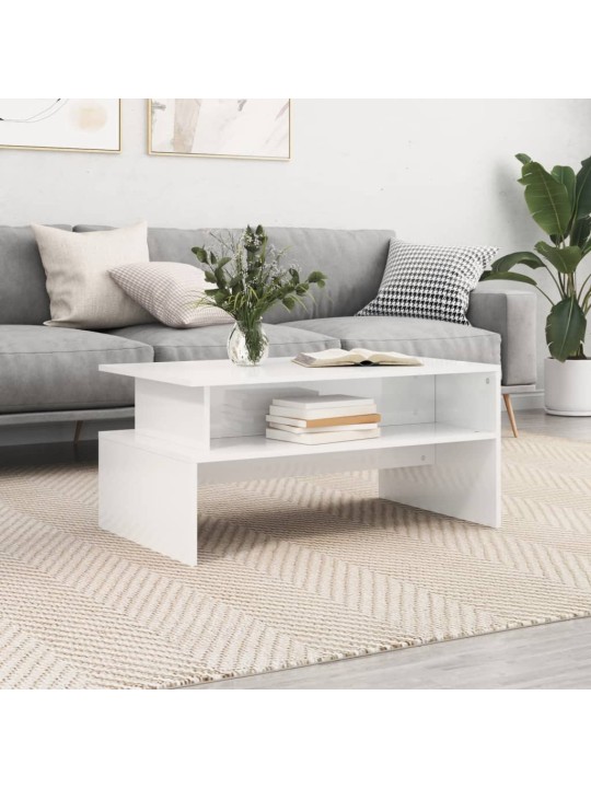 Konferenční stolek lesklý bílý 90x55x42,5 cm kompozitní dřevo