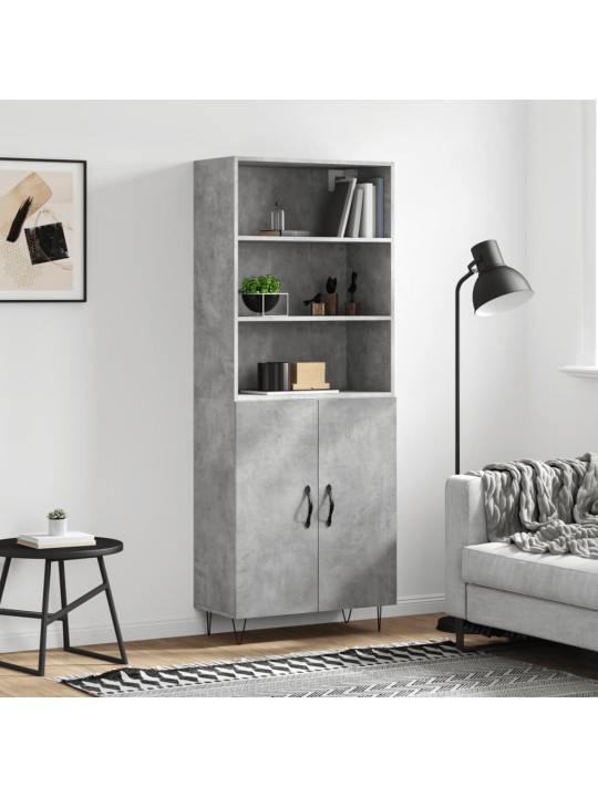 Skříň highboard betonově šedá 69,5x34x180 cm kompozitní dřevo