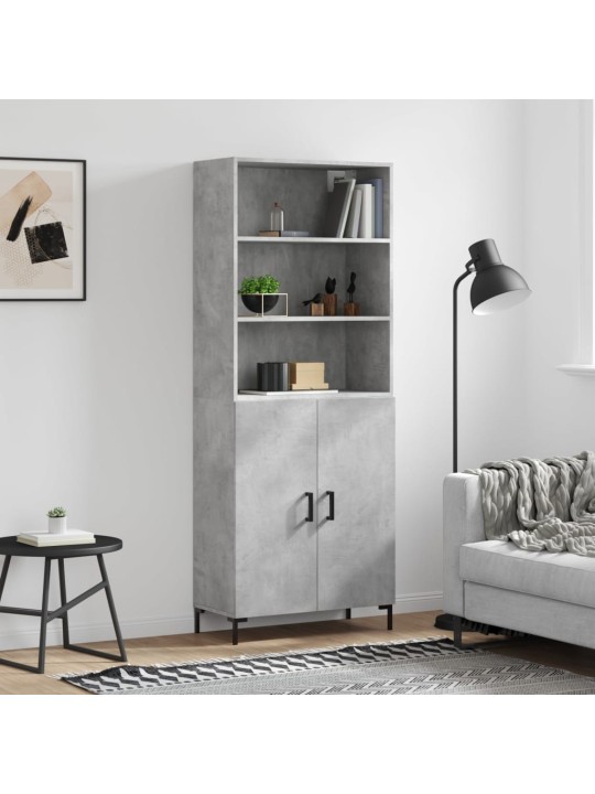 Skříň highboard betonově šedá 69,5x34x180 cm kompozitní dřevo