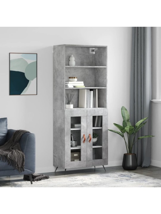 Skříň highboard betonově šedá 69,5x34x180 cm kompozitní dřevo