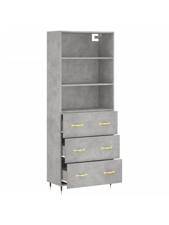 Skříň highboard betonově šedá 69,5x34x180 cm kompozitní dřevo