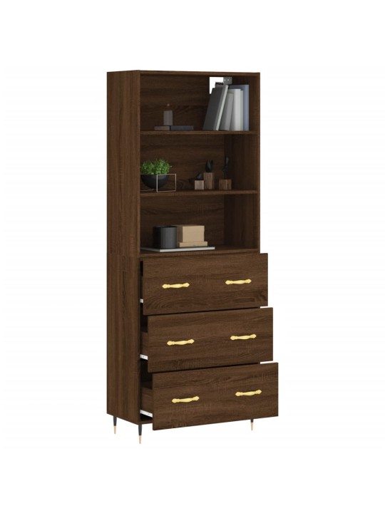 Skříň highboard hnědý dub 69,5 x 34 x 180 cm kompozitní dřevo