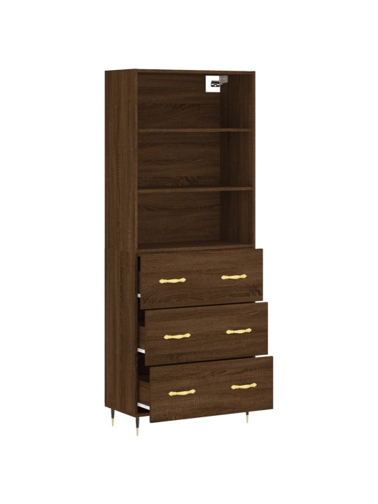 Skříň highboard hnědý dub 69,5 x 34 x 180 cm kompozitní dřevo
