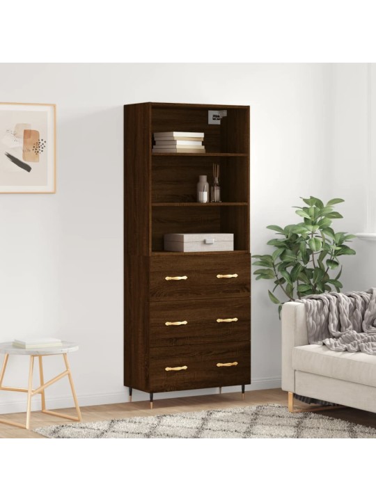 Skříň highboard hnědý dub 69,5 x 34 x 180 cm kompozitní dřevo