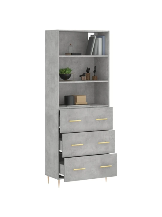 Skříň highboard betonově šedá 69,5x34x180 cm kompozitní dřevo