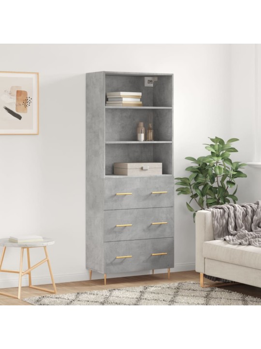 Skříň highboard betonově šedá 69,5x34x180 cm kompozitní dřevo