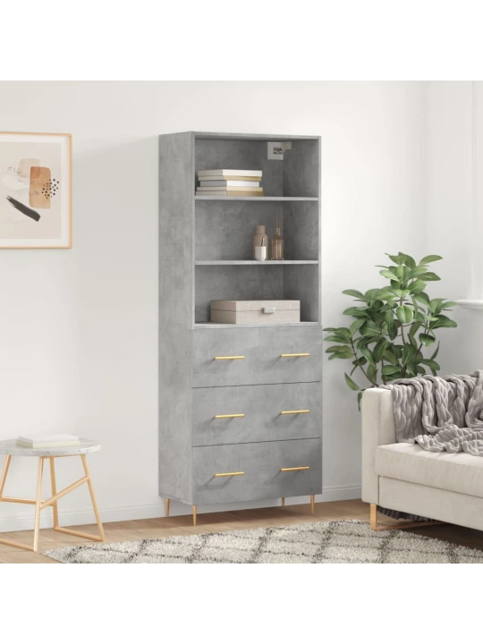 Skříň highboard betonově šedá 69,5x34x180 cm kompozitní dřevo
