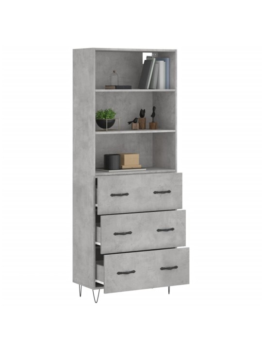 Skříň highboard betonově šedá 69,5x34x180 cm kompozitní dřevo