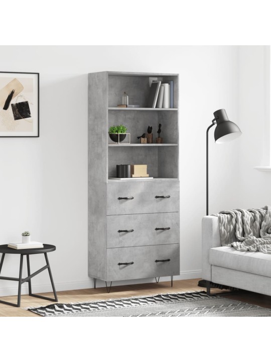 Skříň highboard betonově šedá 69,5x34x180 cm kompozitní dřevo