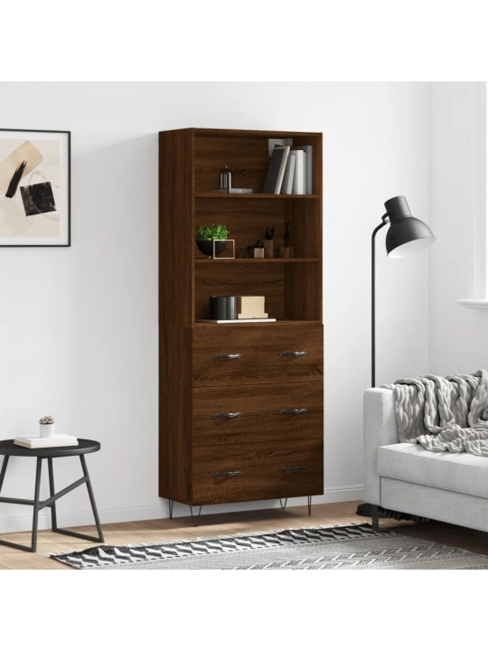 Skříň highboard hnědý dub 69,5 x 34 x 180 cm kompozitní dřevo