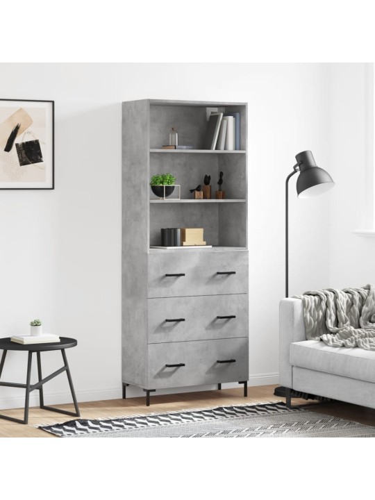 Skříň highboard betonově šedá 69,5x34x180 cm kompozitní dřevo
