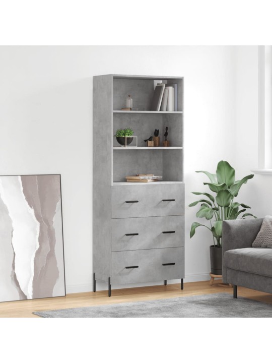 Skříň highboard betonově šedá 69,5x34x180 cm kompozitní dřevo