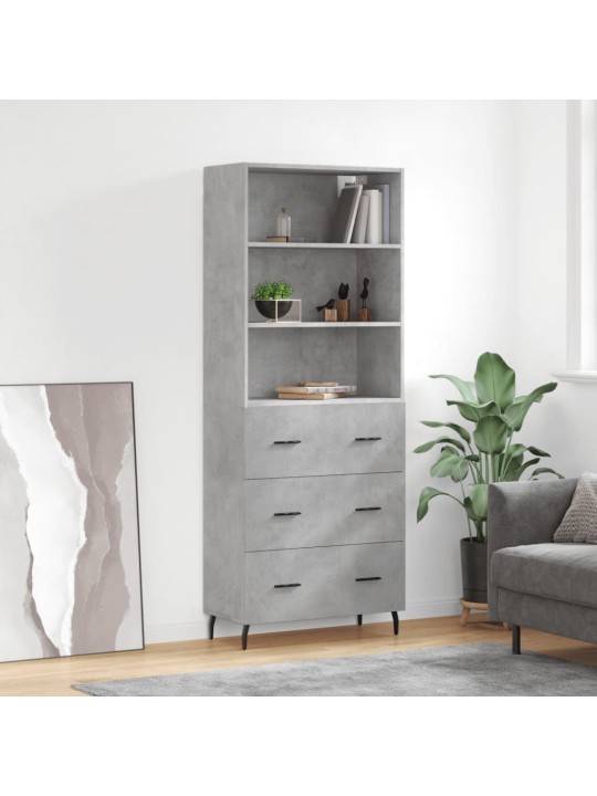 Skříň highboard betonově šedá 69,5x34x180 cm kompozitní dřevo