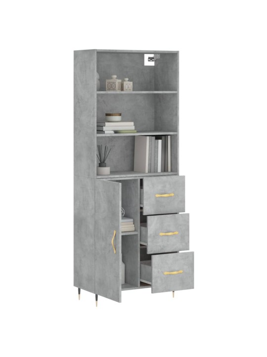 Skříň highboard betonově šedá 69,5x34x180 cm kompozitní dřevo