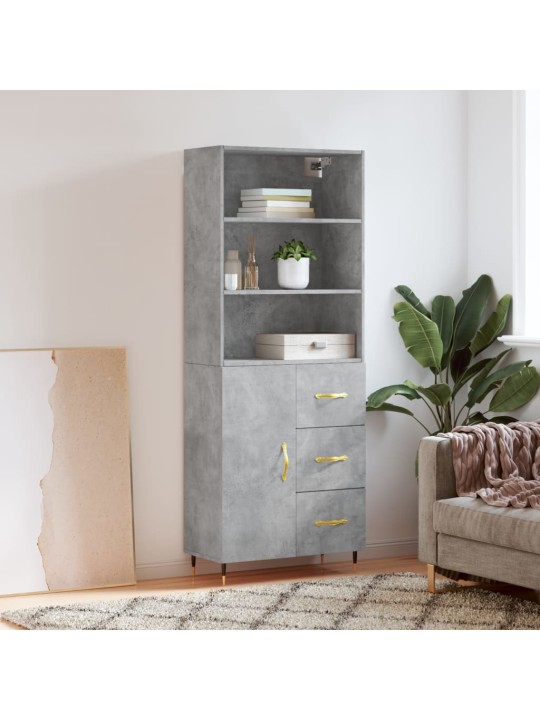 Skříň highboard betonově šedá 69,5x34x180 cm kompozitní dřevo
