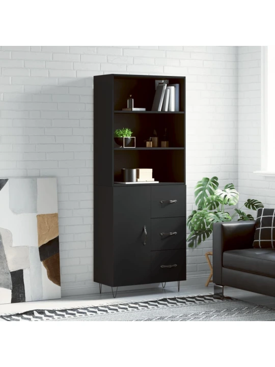 Skříň highboard černá 69,5 x 34 x 180 cm kompozitní dřevo