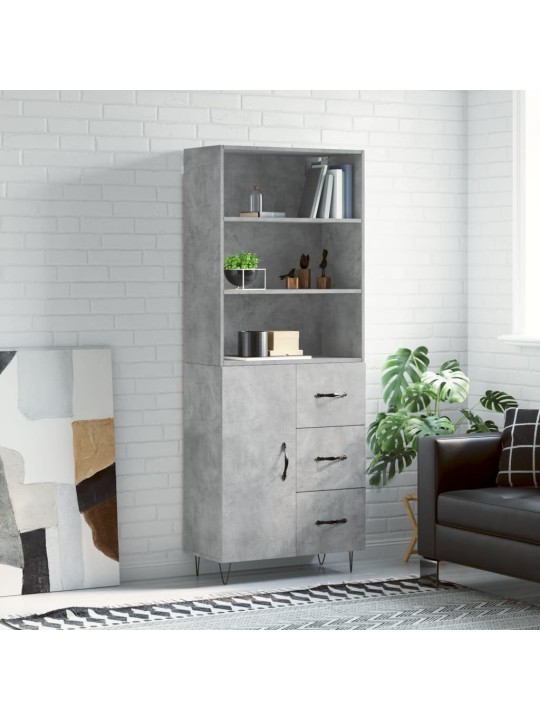Skříň highboard betonově šedá 69,5x34x180 cm kompozitní dřevo