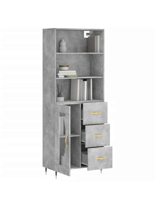 Skříň highboard betonově šedá 69,5x34x180 cm kompozitní dřevo
