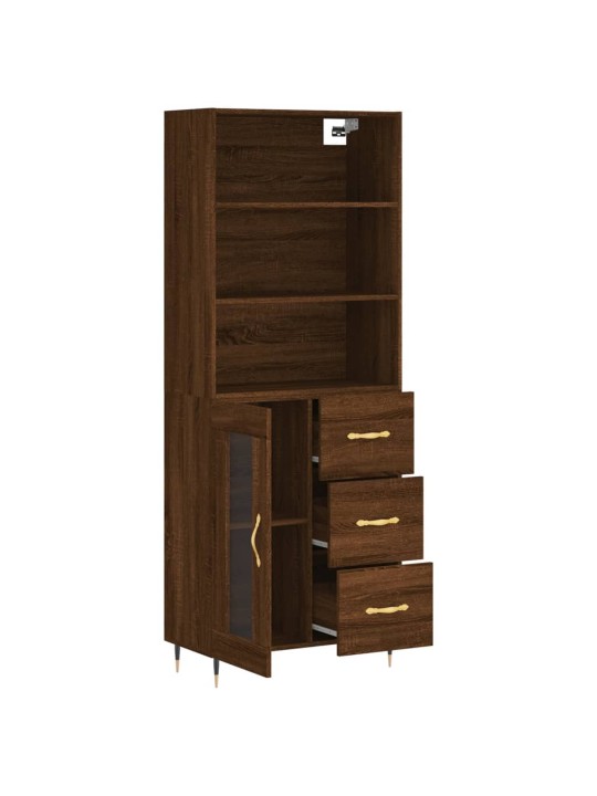 Skříň highboard hnědý dub 69,5 x 34 x 180 cm kompozitní dřevo