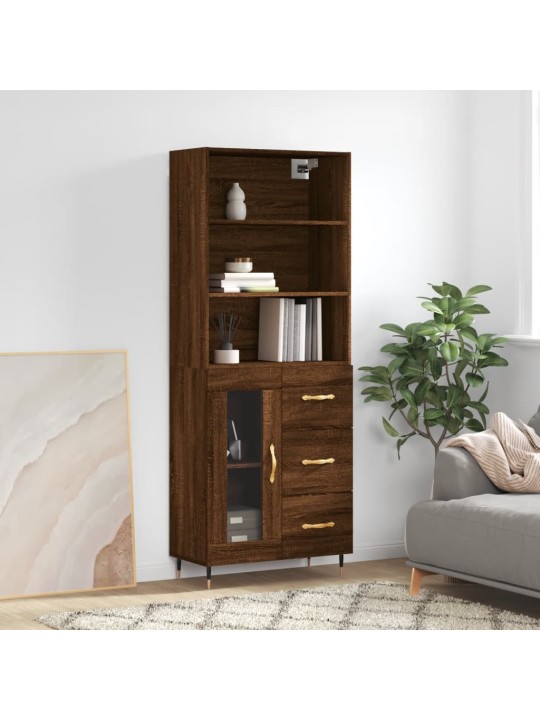 Skříň highboard hnědý dub 69,5 x 34 x 180 cm kompozitní dřevo