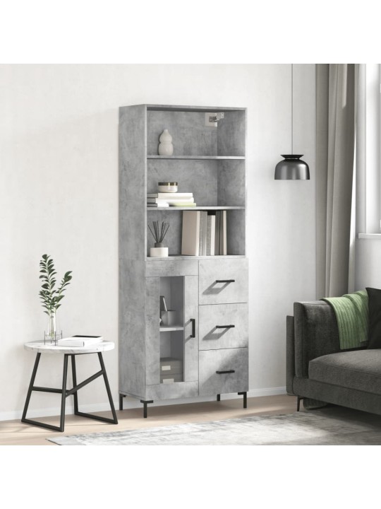 Skříň highboard betonově šedá 69,5x34x180 cm kompozitní dřevo
