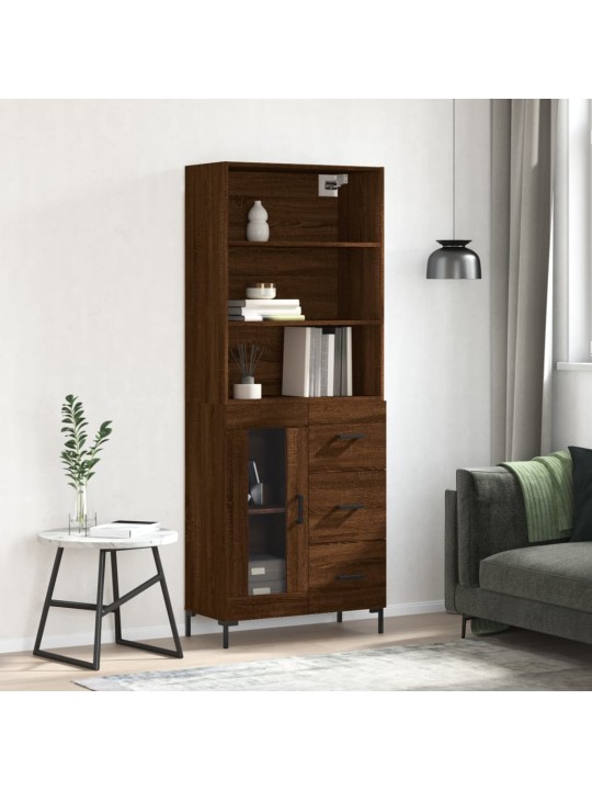 Skříň highboard hnědý dub 69,5 x 34 x 180 cm kompozitní dřevo