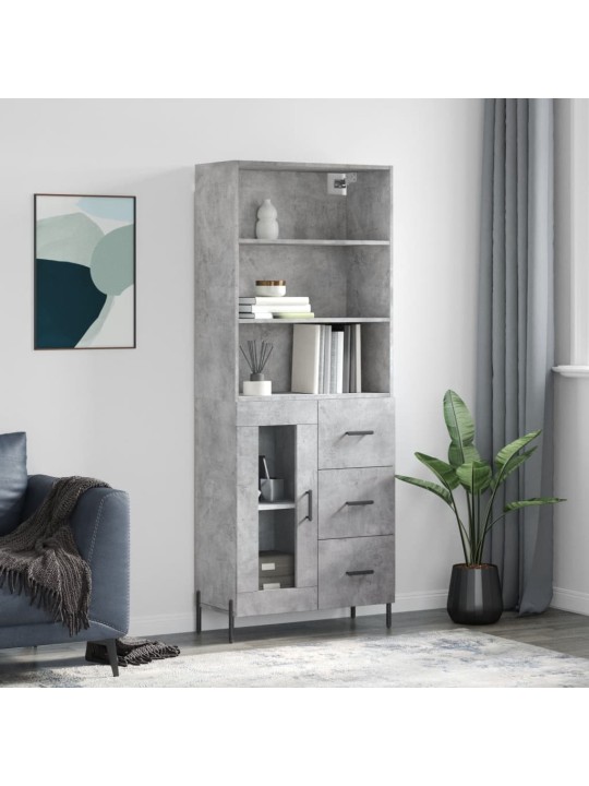 Skříň highboard betonově šedá 69,5x34x180 cm kompozitní dřevo