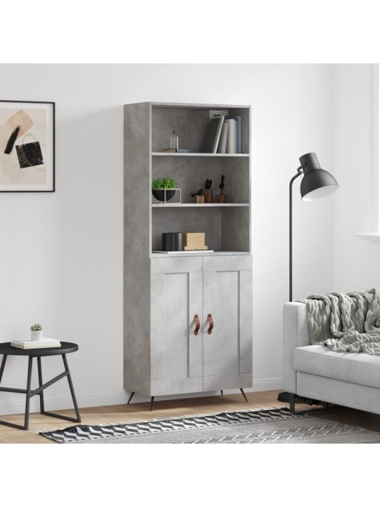 Skříň highboard betonově šedá 69,5x34x180 cm kompozitní dřevo