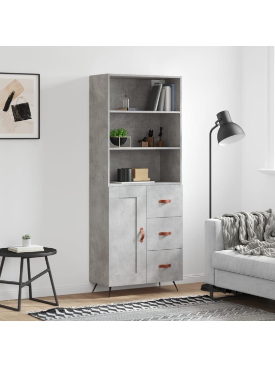 Skříň highboard betonově šedá 69,5x34x180 cm kompozitní dřevo