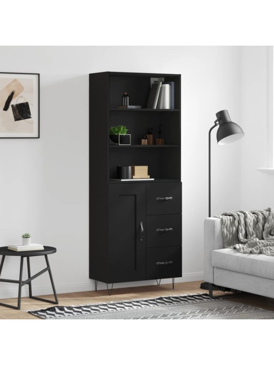 Skříň highboard černá 69,5 x 34 x 180 cm kompozitní dřevo
