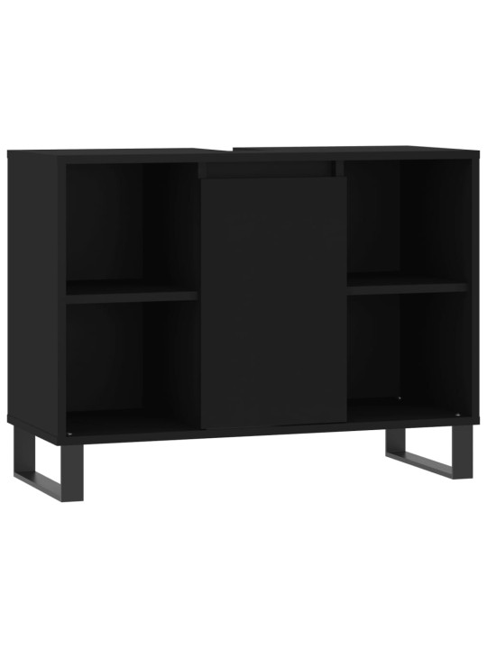 3dílný set koupelnového nábytku černý kompozitní dřevo