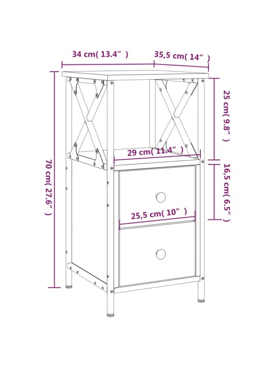 Noční stolky 2 ks dub sonoma 34 x 35,5 x 70 cm kompozitní dřevo