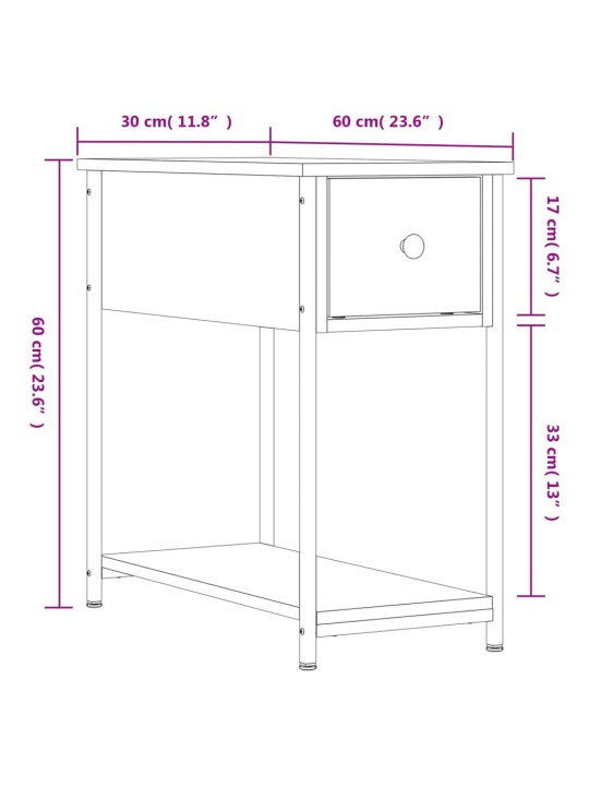 Noční stolky 2 ks kouřový dub 30 x 60 x 60 cm kompozitní dřevo