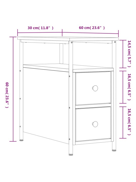 Noční stolky 2 ks kouřový dub 30 x 60 x 60 cm kompozitní dřevo