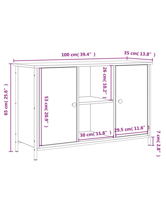 TV skříňka černá 100 x 35 x 65 cm kompozitní dřevo