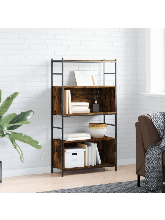Knihovna kouřový dub 80x30x145,5 cm kompozitní dřevo a železo