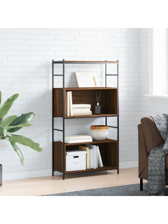 Knihovna hnědý dub 80 x 30 x 145,5 cm kompozitní dřevo a železo