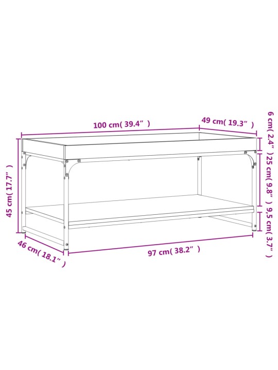 Konferenční stolek hnědý dub 100 x 49 x 45 cm kompozitní dřevo