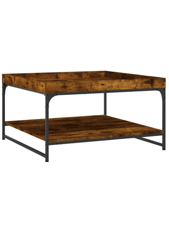 Konferenční stolek kouřový dub 80x80x45 cm kompozit a železo
