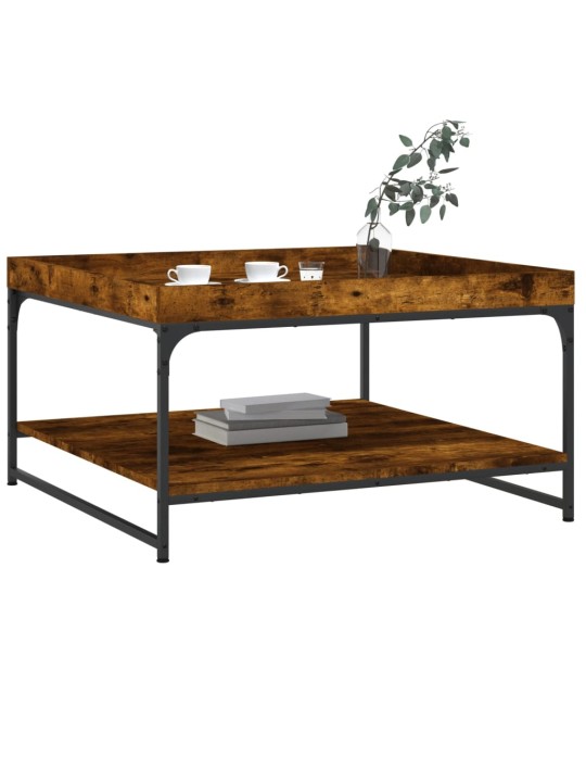 Konferenční stolek kouřový dub 80x80x45 cm kompozit a železo