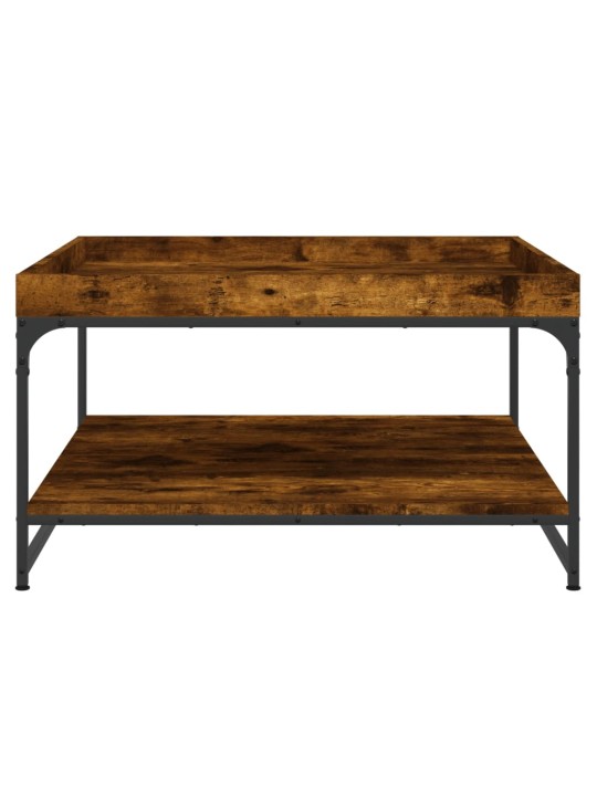 Konferenční stolek kouřový dub 80x80x45 cm kompozit a železo