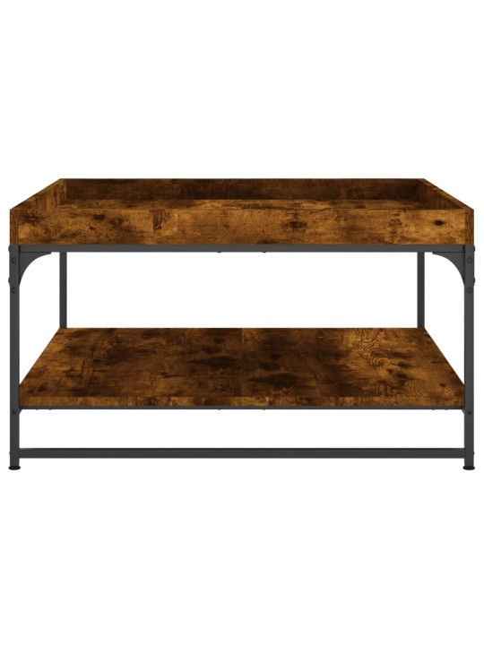 Konferenční stolek kouřový dub 80x80x45 cm kompozit a železo