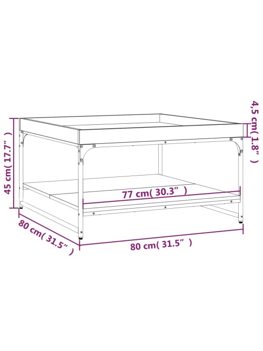 Konferenční stolek kouřový dub 80x80x45 cm kompozit a železo